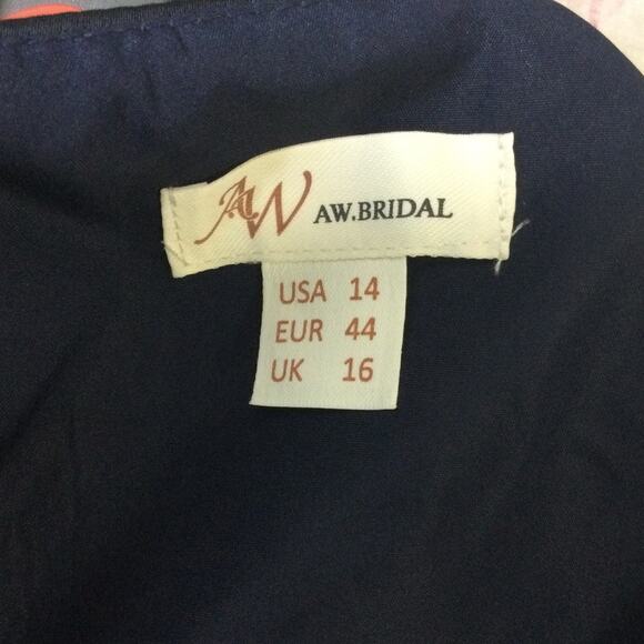 AW BRIDAL 14 1X plus dark navy blue Hyacinth bridesmaid maxi dress new b25 - Picture 8 of 9